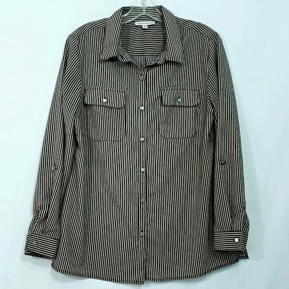 Notations Tops - Notations Striped Button Down Top Blouse